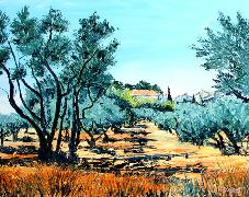 Herbes rousses et oliviers